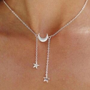Star Lariats Moon Pendant Necklace